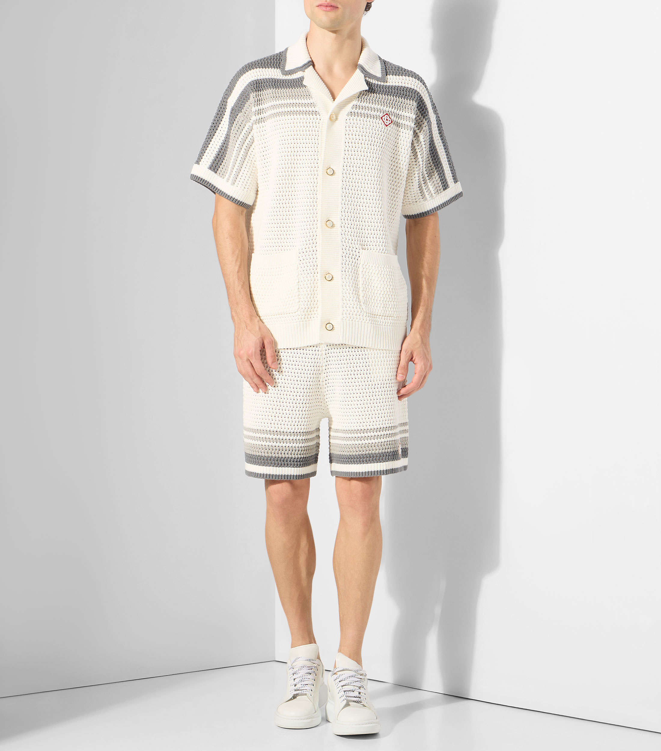 Camisa de rayas con manga corta Hombre
